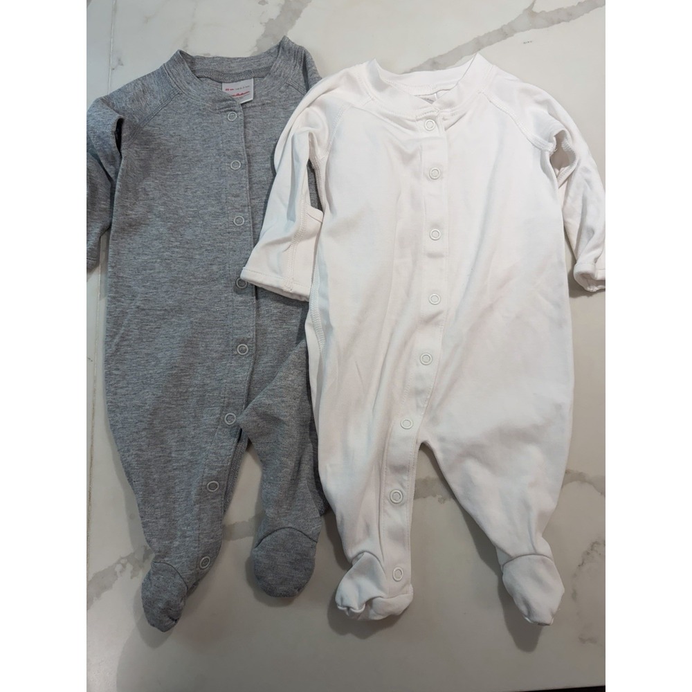 Hanna Andersson Lot Of 2 Footed Bodysuits 0-3 Months 100% Organic Pima Cotton